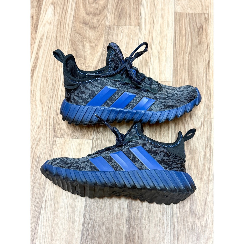 Adidas Kaptir Super Kids Sneakers Black Blue Camo Athletic Shoes Size 1 US